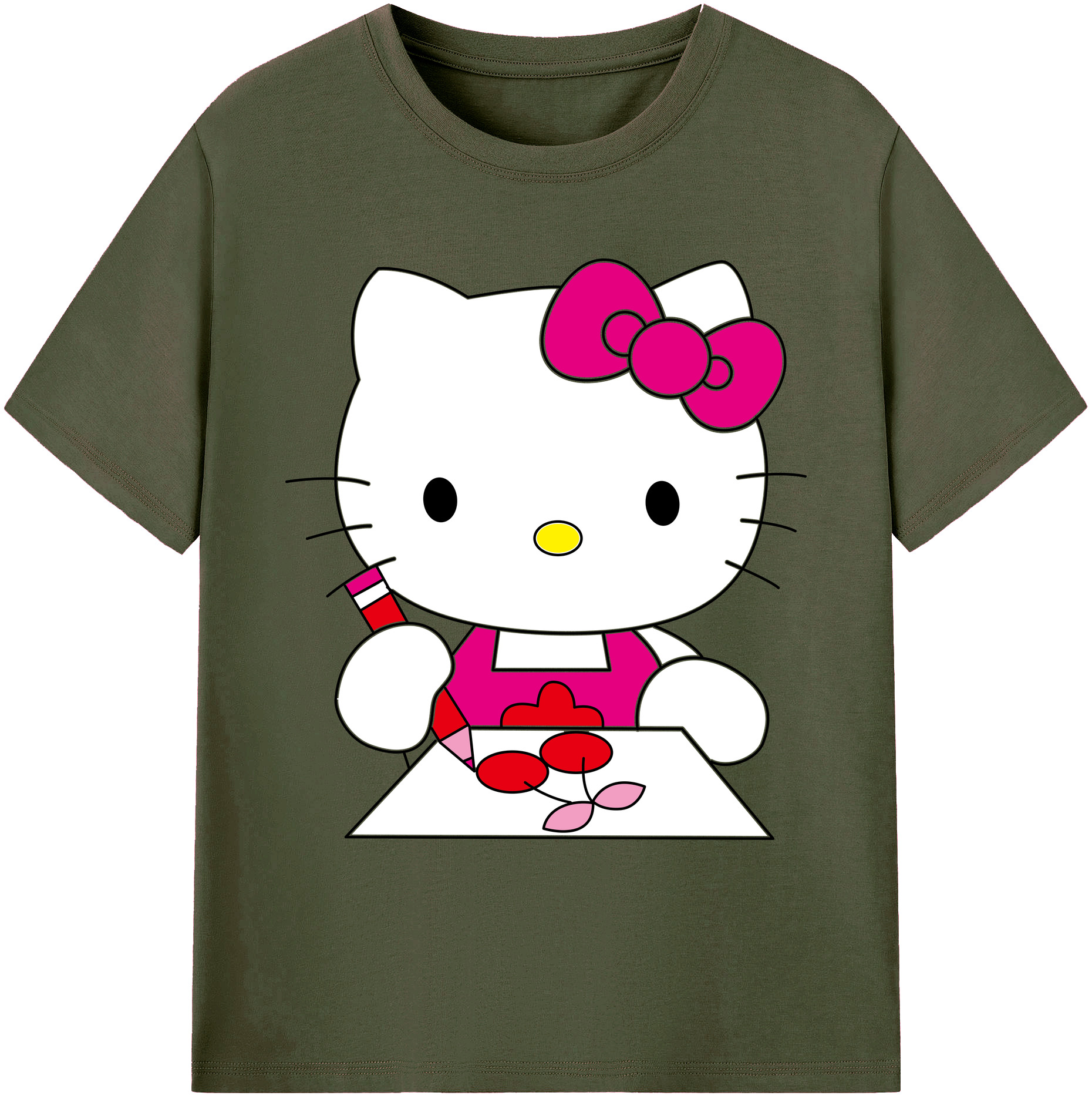 （画像用） Hello Kitty ハローキティ 綿100％ メンズ半袖Tシャツ｜肌触りやわらか＆通気性